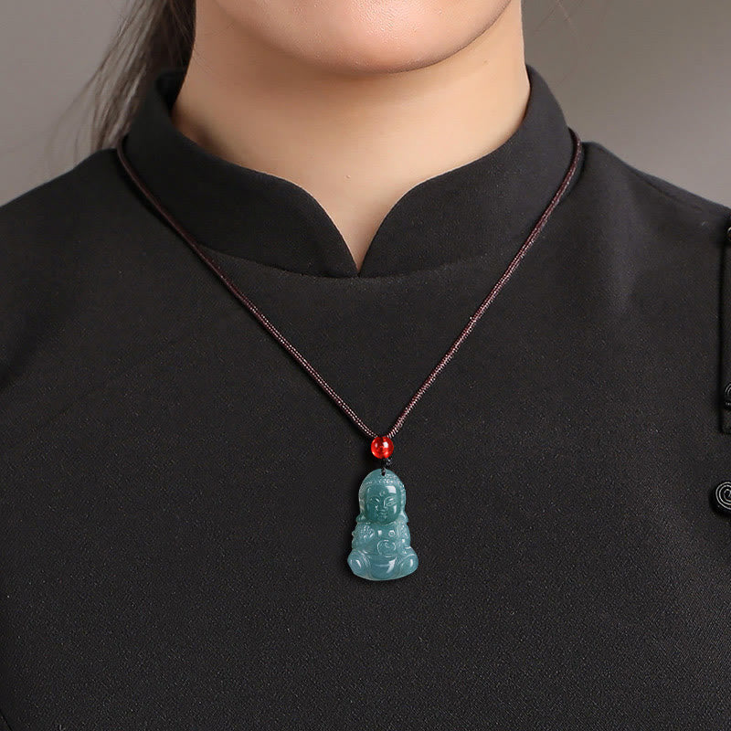 ATELIER-TIBET – Collier Bouddha de la Prospérité en Jade Naturel Ajustable