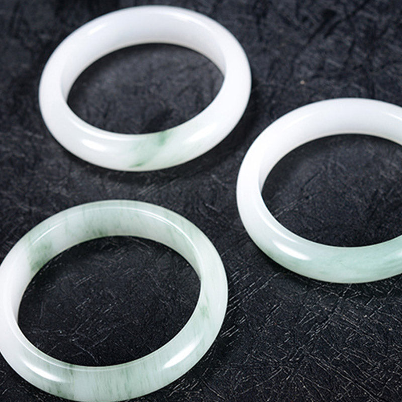 ATELIER-TIBET – Bracelet Jonc Porte-Bonheur en Jade Naturel Véritable