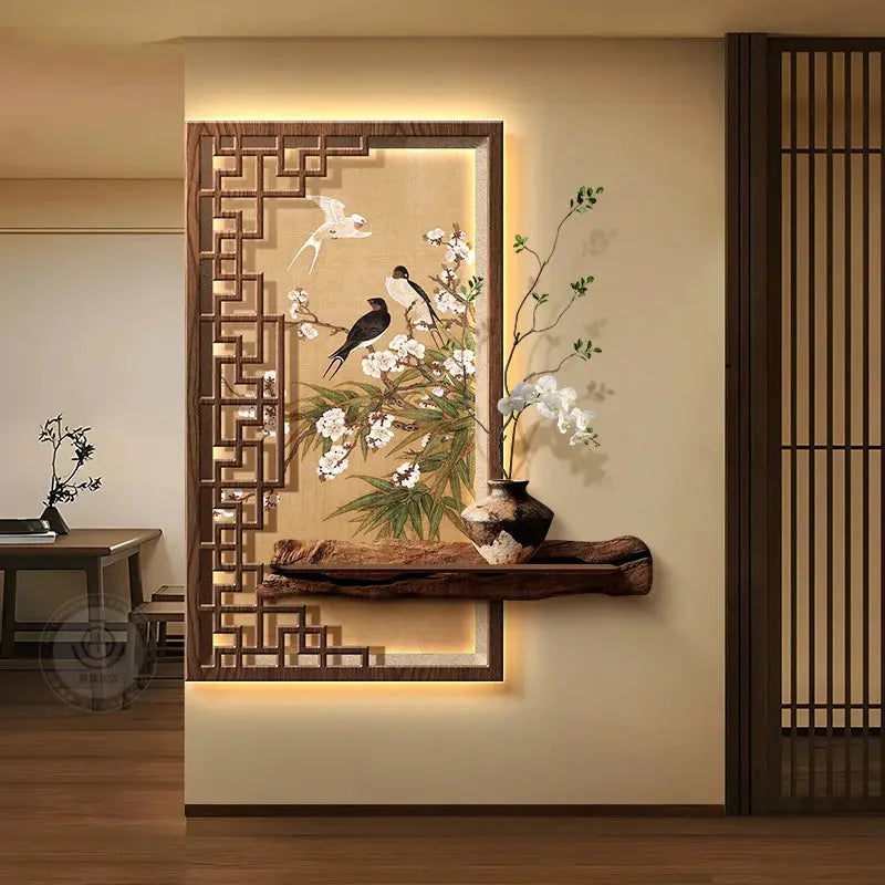 ATELIER-TIBET – Applique Murale Japonaise LED en Bois Sculpté