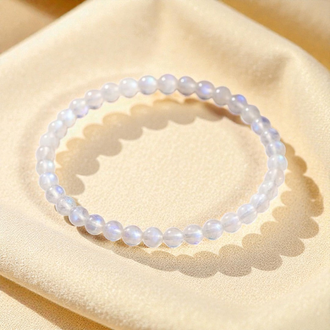 Atelier Tibet delicate bracelet with 4mm moonstone beads, believed to promote intuition and feminine energy.