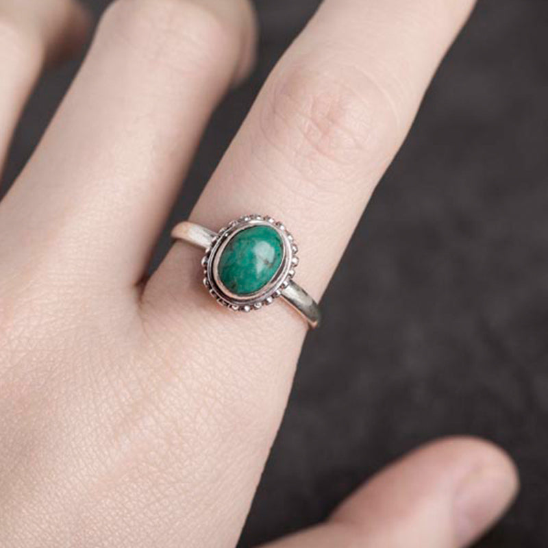 ATELIER-TIBET – Bague Sagesse en Turquoise Naturelle & Argent Sterling 925 – Ajustable Unisexe