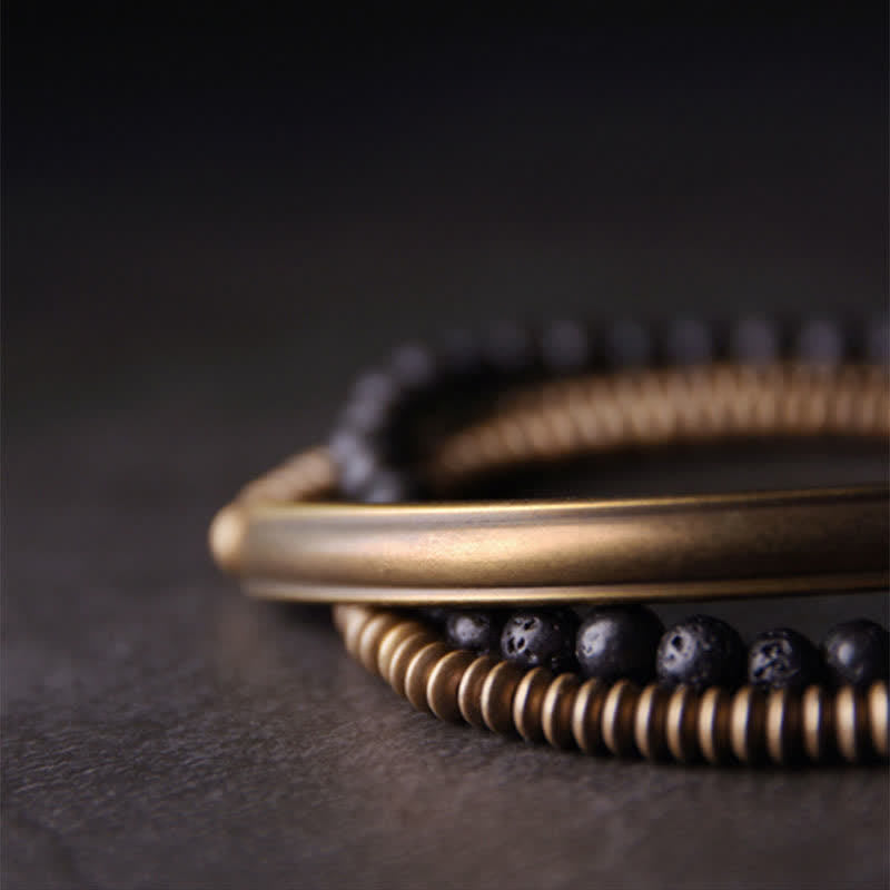 ATELIER-TIBET Bracelet en cuivre et Pierres de Lave