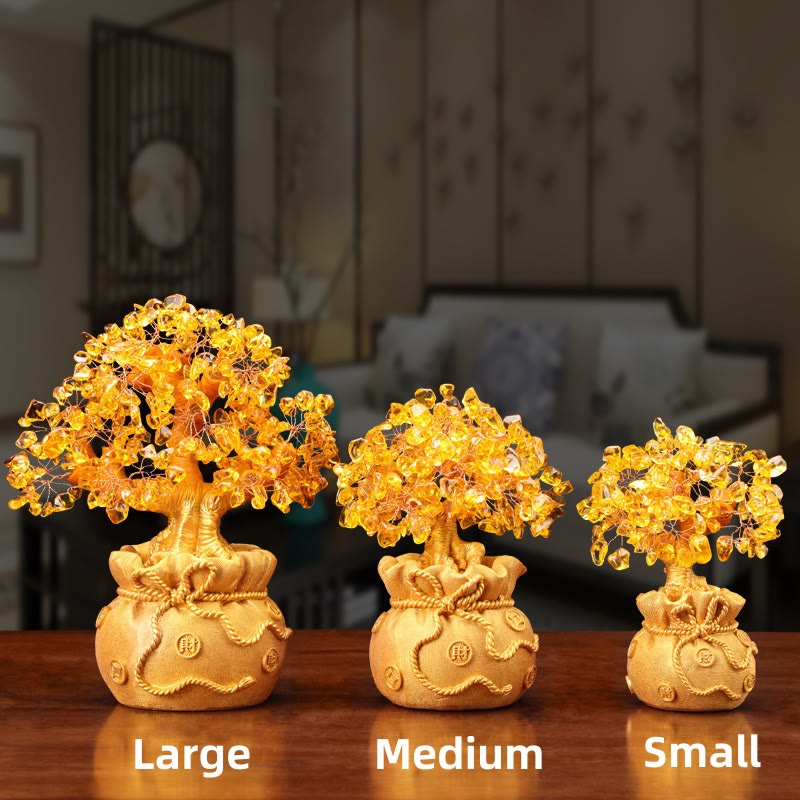 ATELIER-TIBET Citrine naturelle Ornement de pierre précieuse pour arbre à argent - Feng Shui pour la prospérité