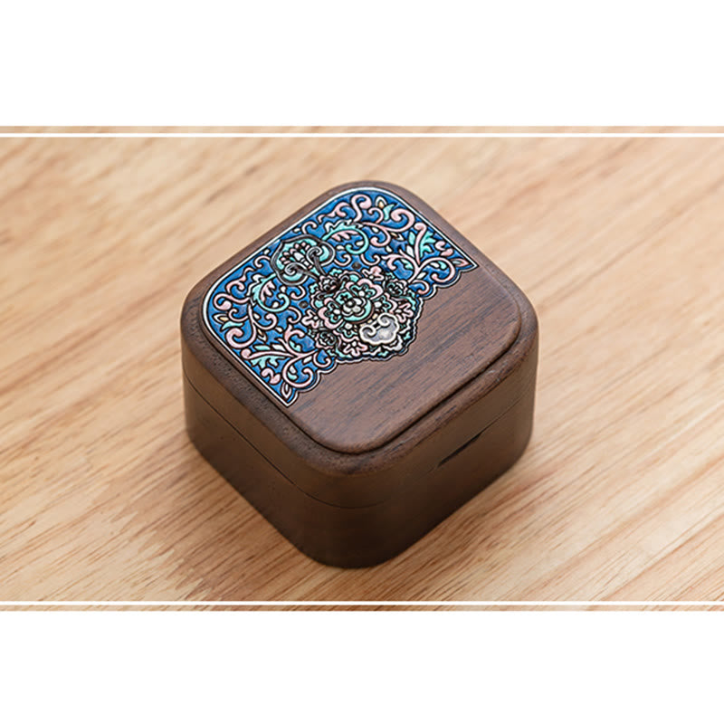 ATELIER-TIBET Boîte de rangement de bijoux en bois de noyer noir fait à la main rétro, boîte-cadeau en bois de feuille