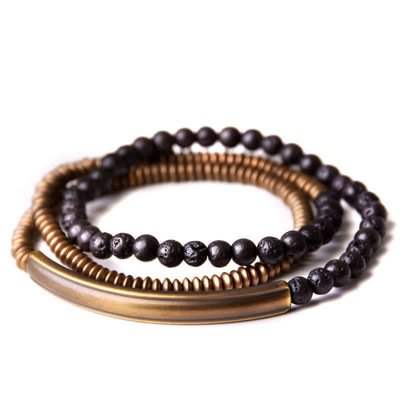 ATELIER-TIBET Bracelet en cuivre et Pierres de Lave