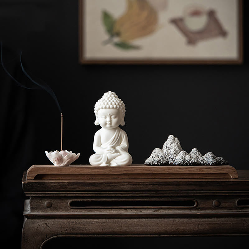 ATELIER-TIBET – Brûleur d’Encens Bouddha Lotus en Céramique – Porte-Encens Méditation Zen