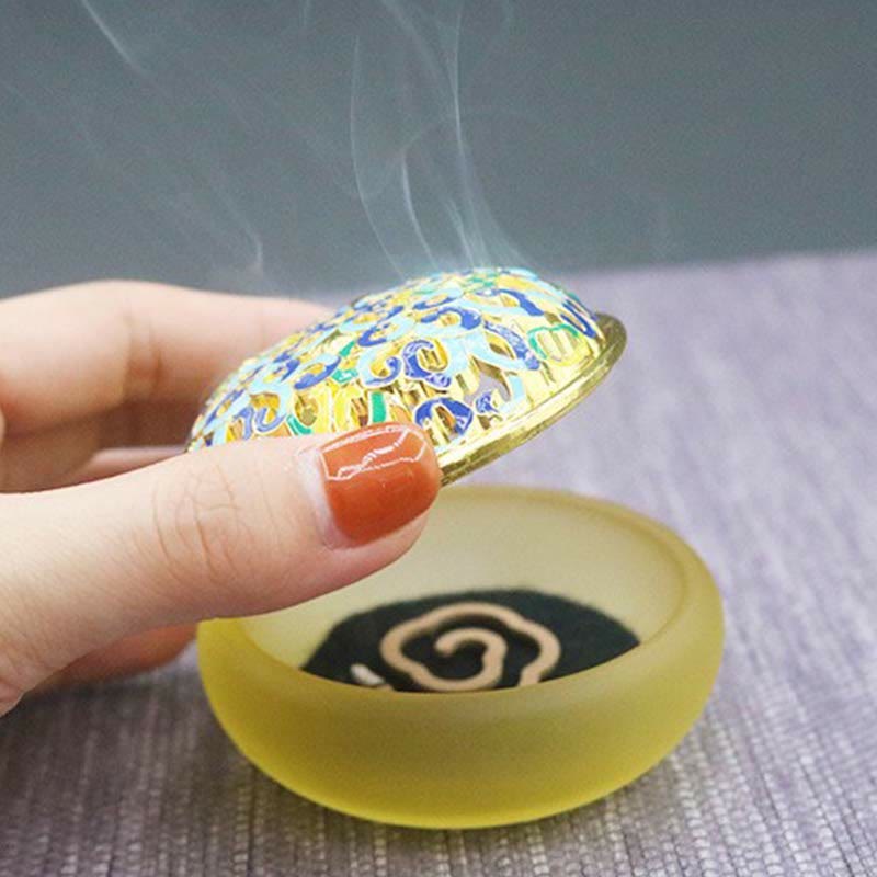 ATELIER-TIBET Brûleur d'encens de méditation de guérison en cristal de Lotus Liuli de Buddha Stones