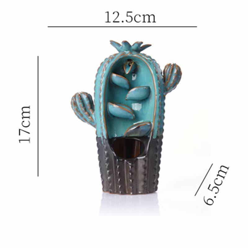 ATELIER-TIBET – Porte-Encens Cactus à Reflux en Céramique 12,5 cm Relaxation