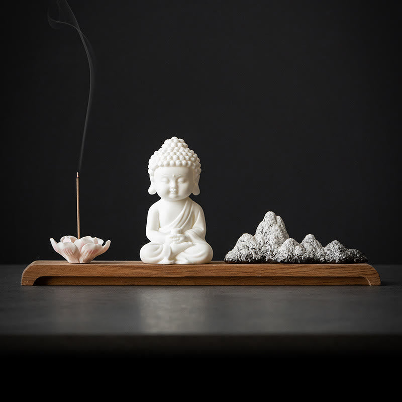 ATELIER-TIBET – Brûleur d’Encens Bouddha Lotus en Céramique – Porte-Encens Méditation Zen