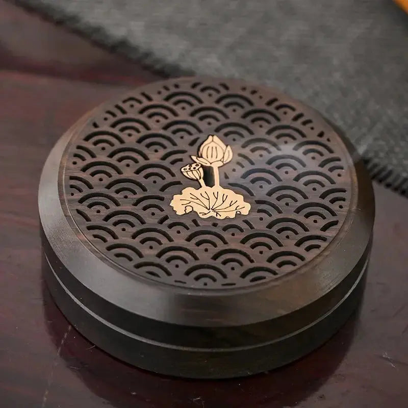 ATELIER-TIBET – Brûleur d’Encens en Bois de Santal Zen, Boîte Décorative Sculptée