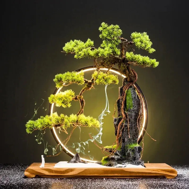 ATELIER-TIBET – Souffle d’Éternité · Bonsaï d’Encens & Fontaine Zen Lumineuse