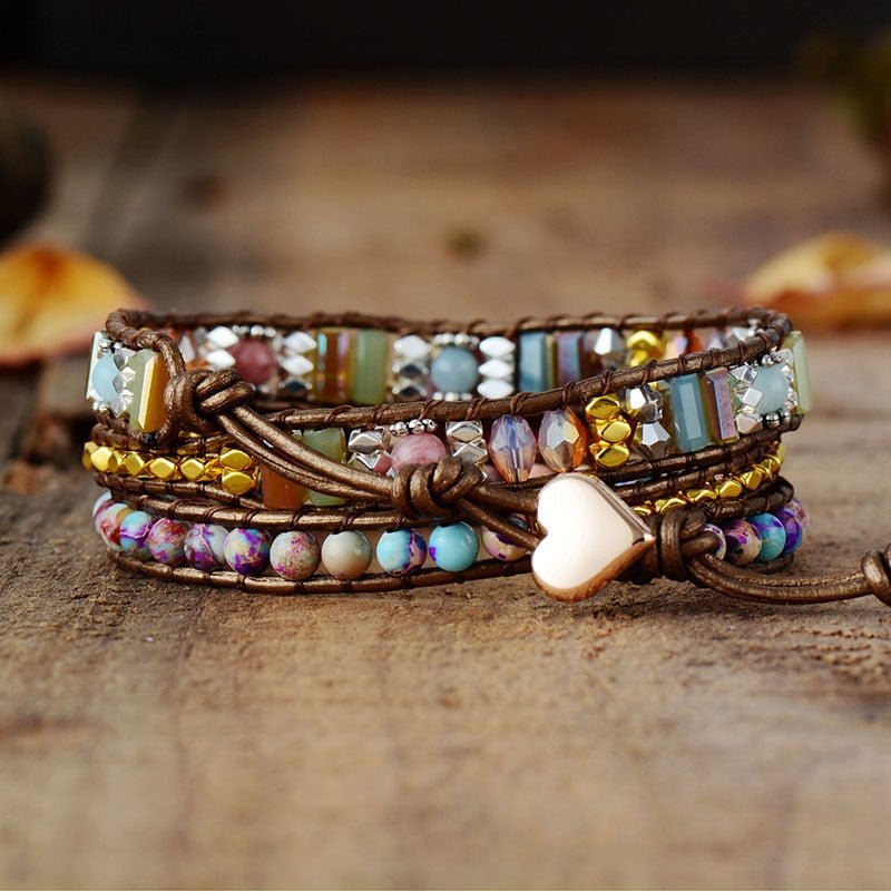 ATELIER-TIBET – Bracelet Wrap Guérison du Coeur en Rhodochrosite