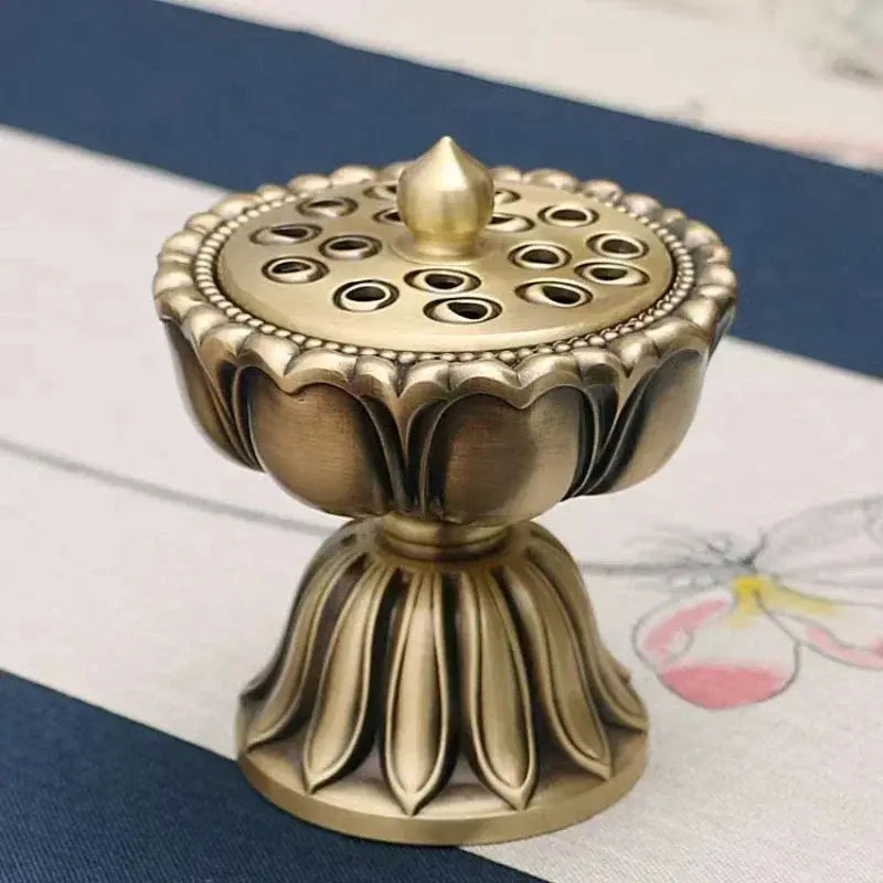 ATELIER-TIBET – Brûleur d’Encens Lotus en Cuivre, Élégance Spirituelle Intemporelle