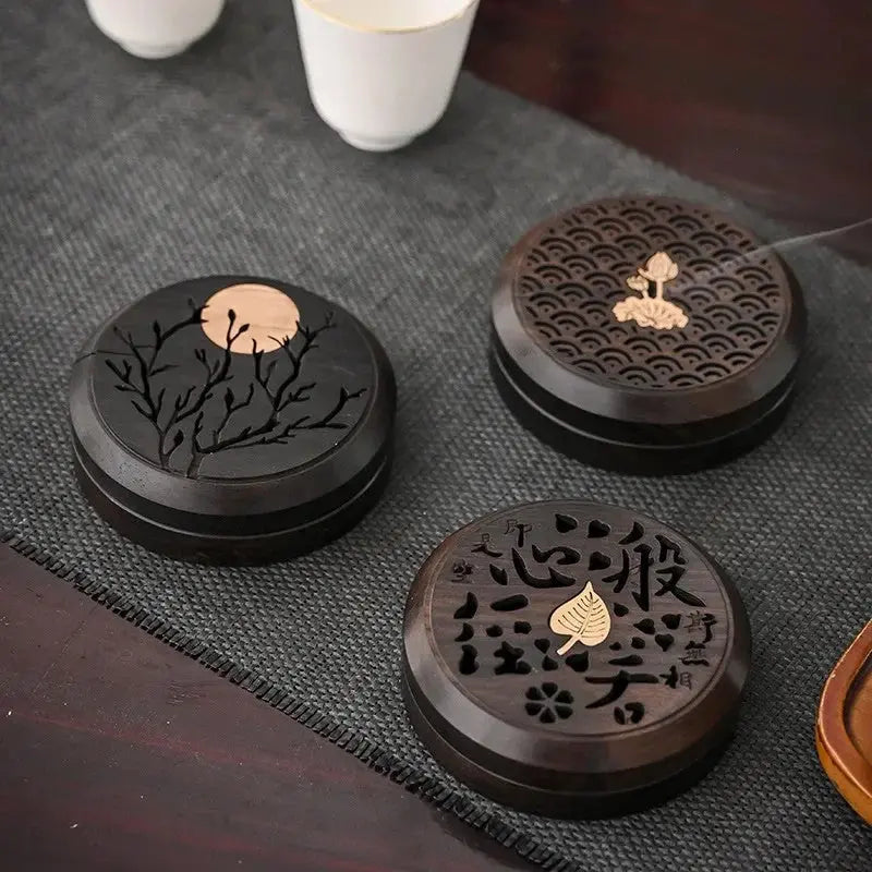 ATELIER-TIBET – Brûleur d’Encens en Bois de Santal Zen, Boîte Décorative Sculptée