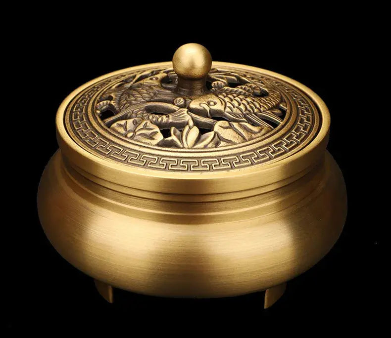 ATELIER-TIBET – Brûleur d’Encens Dragon & Phénix en Cuivre, Puissance & Mystère