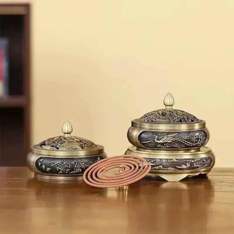 ATELIER-TIBET – Brûleur d’Encens en Cuivre Patiné, Élégance Intemporelle