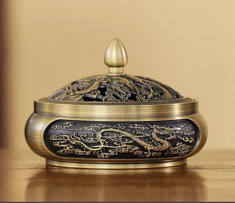 ATELIER-TIBET – Brûleur d’Encens en Cuivre Traditionnel Dragon