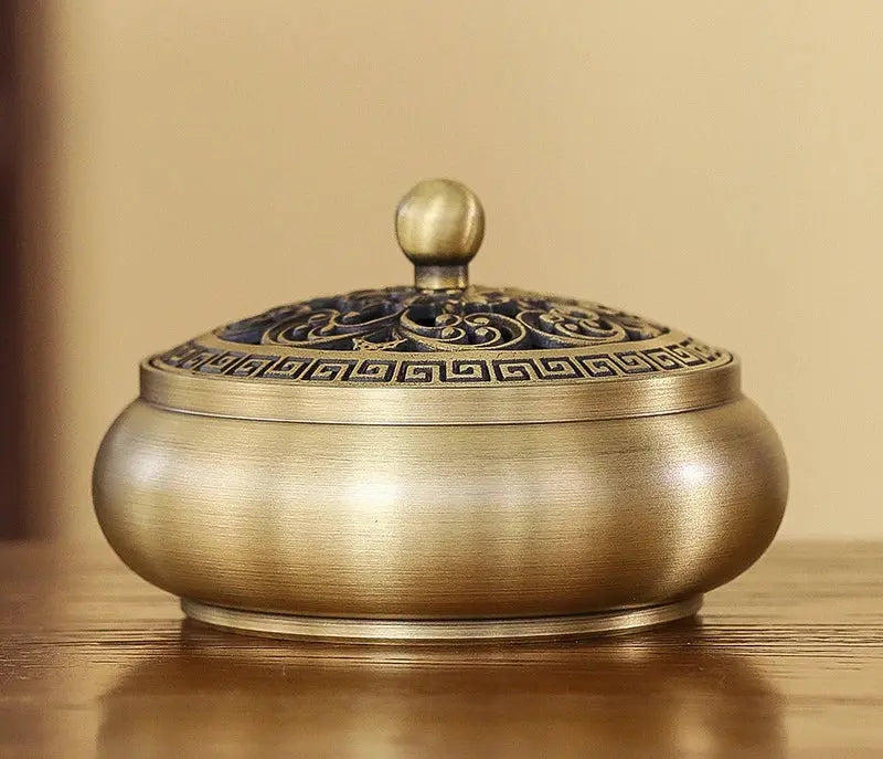 ATELIER-TIBET – Brûleur d’Encens en Cuivre Patiné, Élégance Intemporelle
