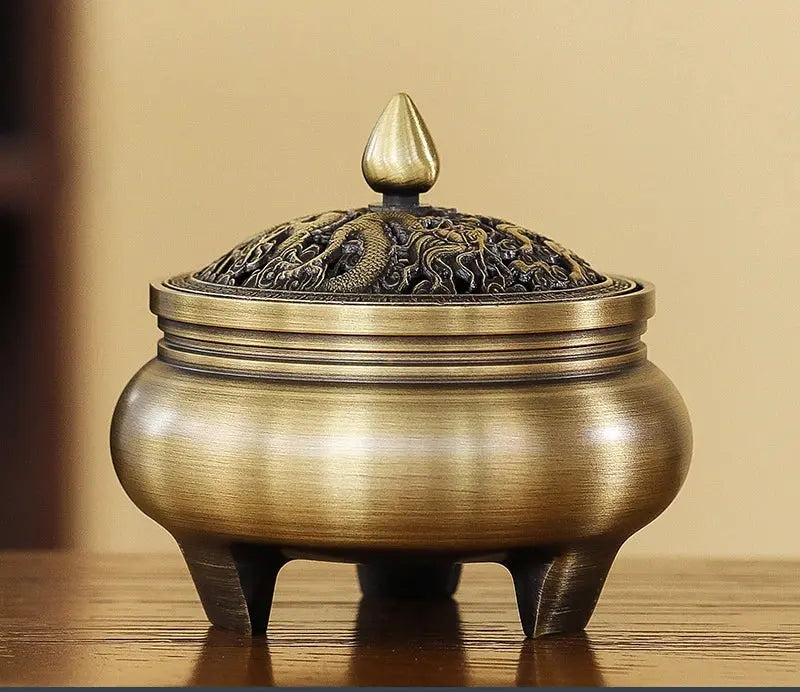 ATELIER-TIBET – Brûleur d’Encens en Cuivre Dragon Tripode, Puissance & Élégance