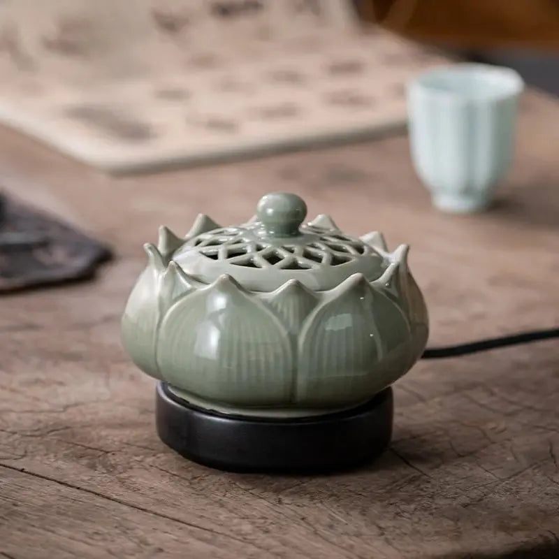 ATELIER-TIBET – Diffuseur d’Encens Électrique Lotus en Céramique, Ambiance Zen & Équilibre