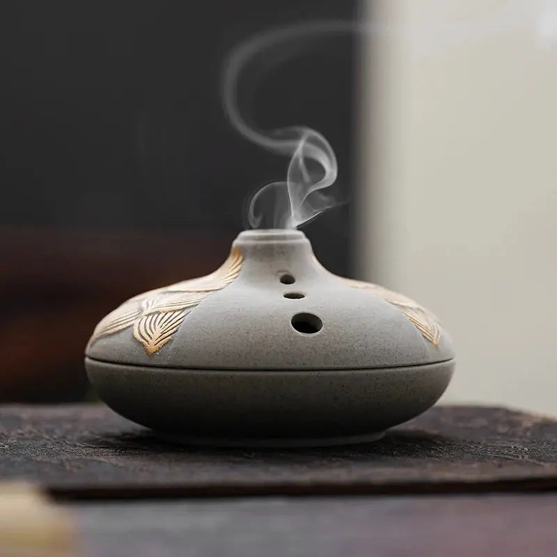 ATELIER-TIBET – Brûleur d’Encens Japonais Vintage en Céramique, Art Zen & Rituel
