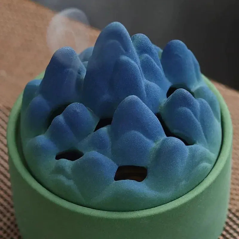 ATELIER-TIBET – Brûleur d’Encens Montagne en Céramique Dégradée, Ambiance Zen