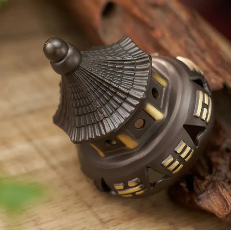 ATELIER-TIBET – Brûleur d’Encens Feng Shui en Cuivre, Symbole Tai Chi & Ba Gua