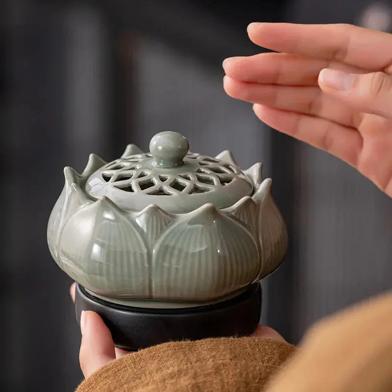 ATELIER-TIBET – Diffuseur d’Encens Électrique Lotus en Céramique, Ambiance Zen & Équilibre