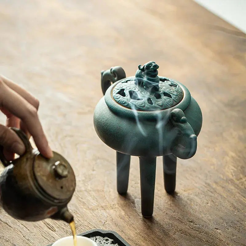 ATELIER-TIBET – Brûleur d’Encens Tripode en Céramique Zen pour Intérieur