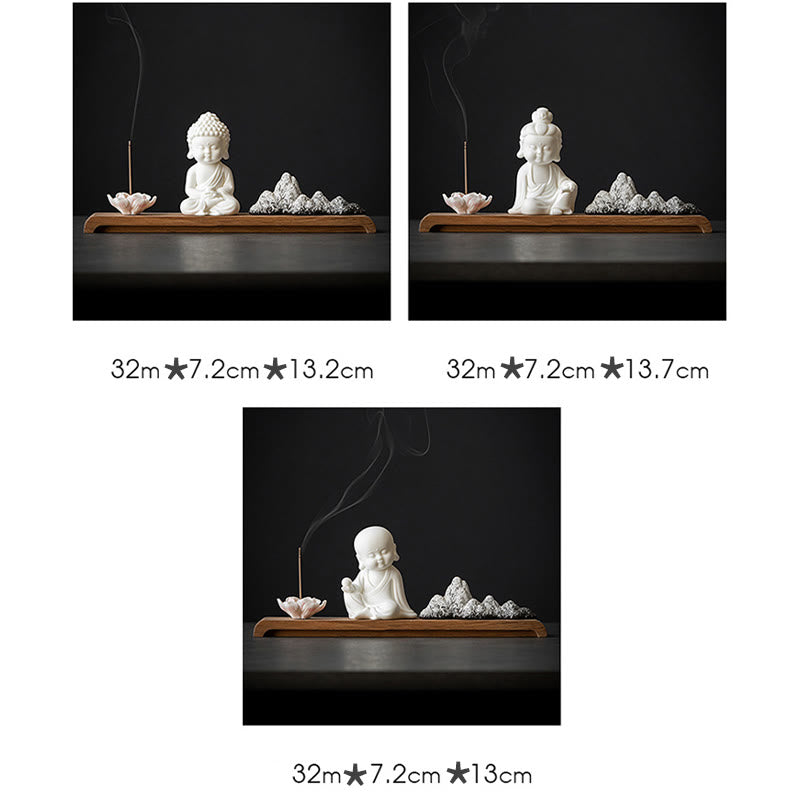 ATELIER-TIBET – Brûleur d’Encens Bouddha Lotus en Céramique – Porte-Encens Méditation Zen