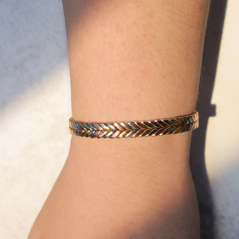 ATELIER-TIBET – Bracelet Spirituel Ajustable en Cuivre Pur, Manchette Artisanale