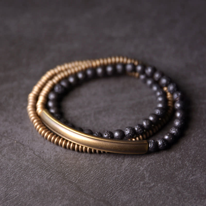 ATELIER-TIBET Bracelet en cuivre et Pierres de Lave