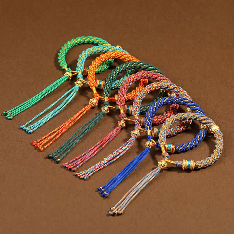 ATELIER-TIBET – Bracelet de Prière Tibétain Thangka en Fil Rouge, Protection & Chance