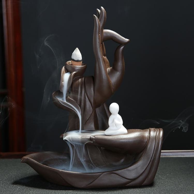 ATELIER-TIBET Cascade d’Encens « Prière de Bouddha » – Encensoir en Céramique + 10 cônes offerts