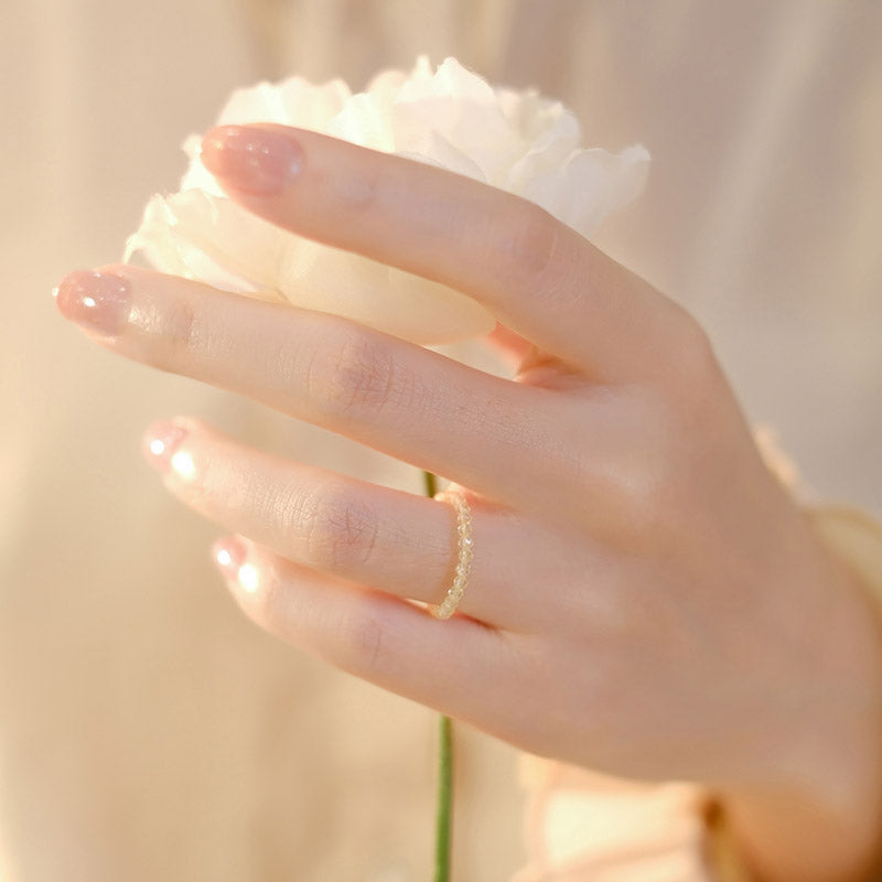 ATELIER-TIBET – Bague Prospérité en Citrine Naturelle – Plaqué Or 14 Carats – Anneau Lumineux Unisexe