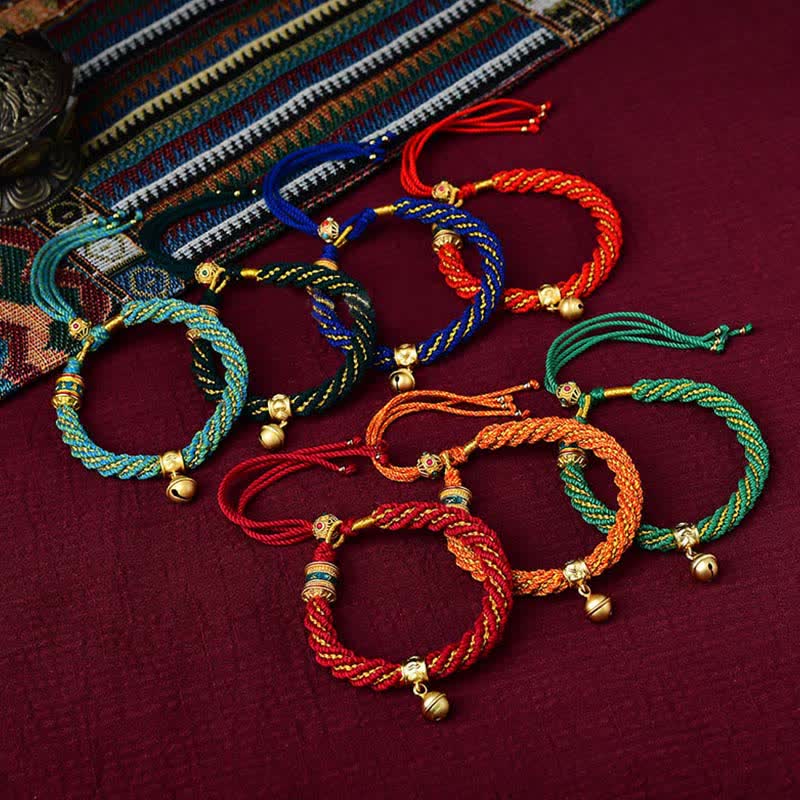 ATELIER-TIBET – Bracelet de Prière Tibétain Thangka en Fil Rouge, Protection & Chance