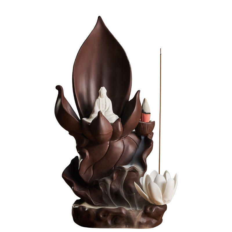 ATELIER-TIBET – Brûleur d’Encens Bouddha Lotus en Argile Violet – Porte-Encens Zen & Méditation