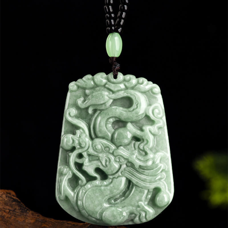 ATELIER-TIBET – Collier Dragon du Zodiaque Chinois en Jade Naturel