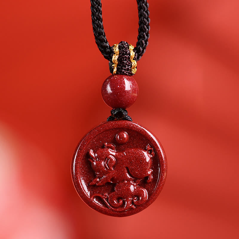 ATELIER-TIBET – Collier Zodiaque Chinois en Cinabre Naturel