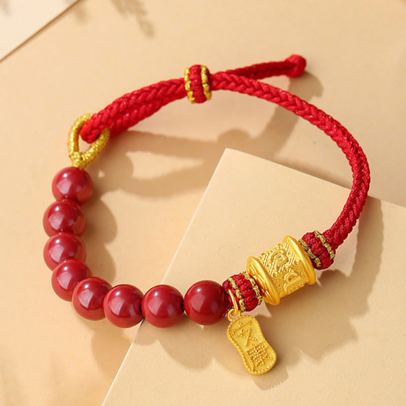 ATELIER-TIBET Bracelet Cinabre & Mantra Argent 999 – Ancrage & Intention
