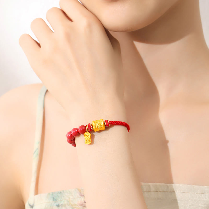 ATELIER-TIBET Bracelet Cinabre & Mantra Argent 999 – Ancrage & Intention