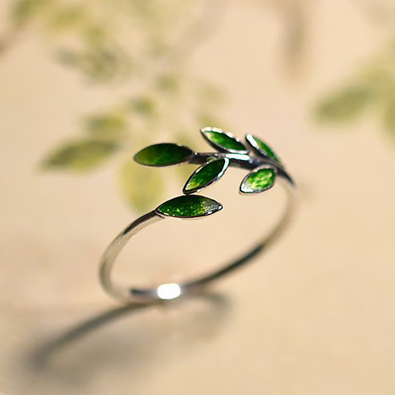 ATELIER-TIBET – Bague Ajustable en Cuivre Motif Feuilles de Prospérité 4 Un bijou symbolique inspiré de la croissance na