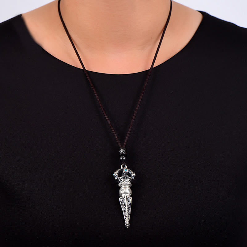 ATELIER-TIBET – Collier Om Mani Padme Hum avec Dorje Vajra Tibétain en Cuivre