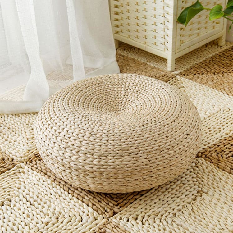 ATELIER-TIBET Coussin de Méditation Rond – Tatami Traditionnel & Assise Zen