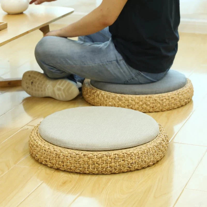 ATELIER-TIBET  – Coussin “TatamiSerenity” en Paille Naturelle – Assise Sol & Méditation Zen