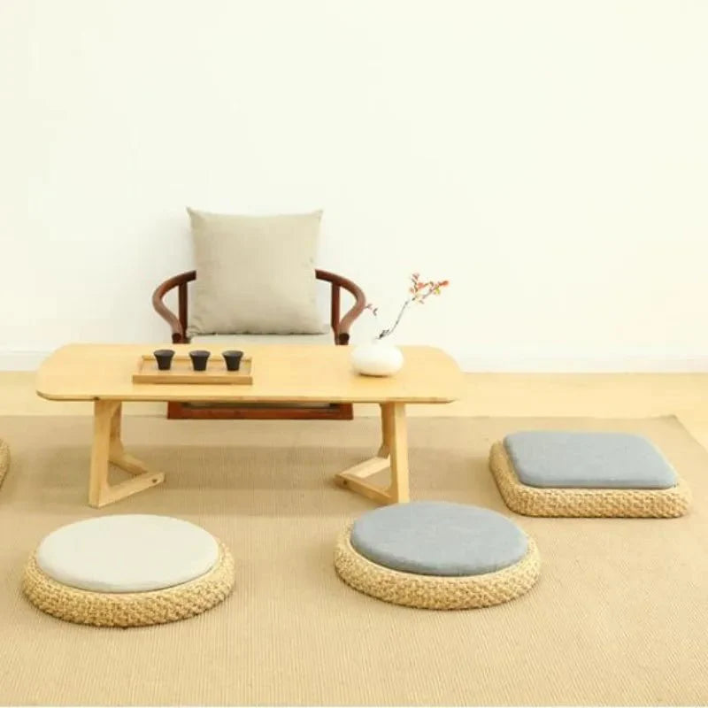 ATELIER-TIBET  – Coussin “TatamiSerenity” en Paille Naturelle – Assise Sol & Méditation Zen