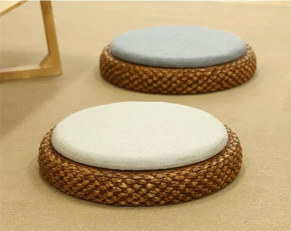 ATELIER-TIBET  – Coussin “TatamiSerenity” en Paille Naturelle – Assise Sol & Méditation Zen