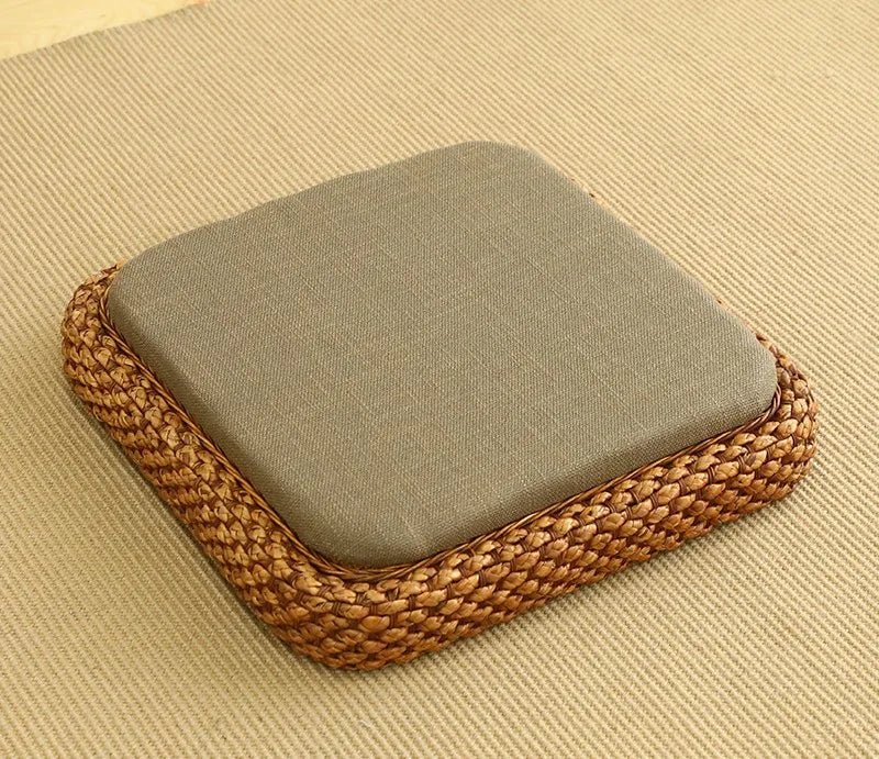 ATELIER-TIBET  – Coussin “TatamiSerenity” en Paille Naturelle – Assise Sol & Méditation Zen