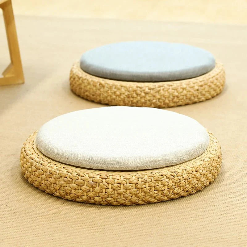 ATELIER-TIBET  – Coussin “TatamiSerenity” en Paille Naturelle – Assise Sol & Méditation Zen