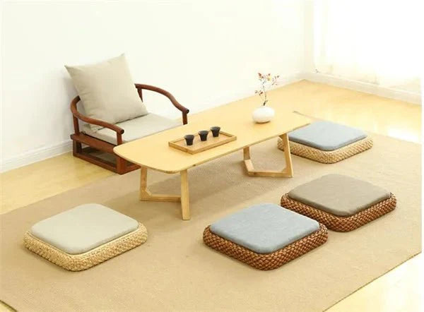 ATELIER-TIBET  – Coussin “TatamiSerenity” en Paille Naturelle – Assise Sol & Méditation Zen